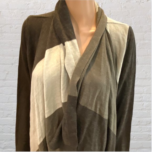 VENUS -- Cardigan, MultiColor/Earthtones Long Sleeve Patchwork w/Butterfly Hem - Picture 4 of 11